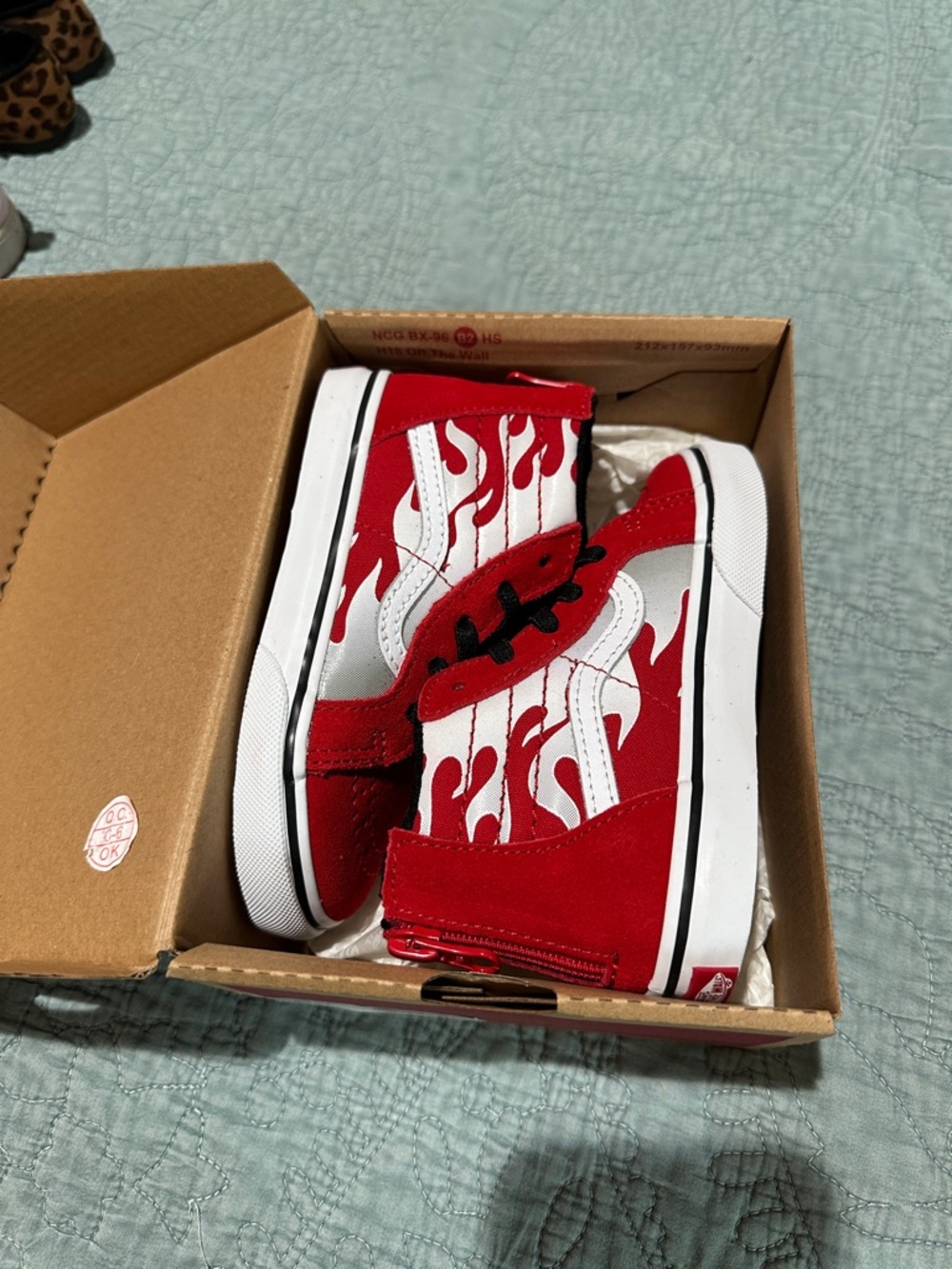 VANS Kids Red Flame High-Top Sneakers
